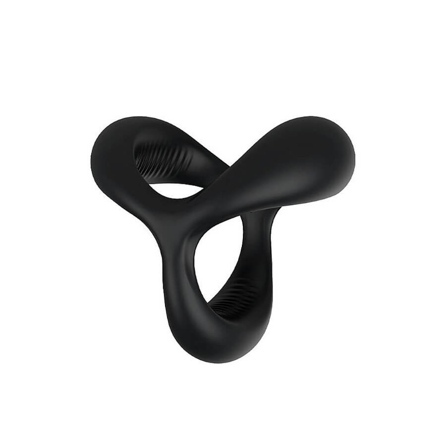 Anel Peniano Triplo em Silicone com Texturas Massageadoras - S-Hande Black Rider | 3,7 x 2,6 cm - 3