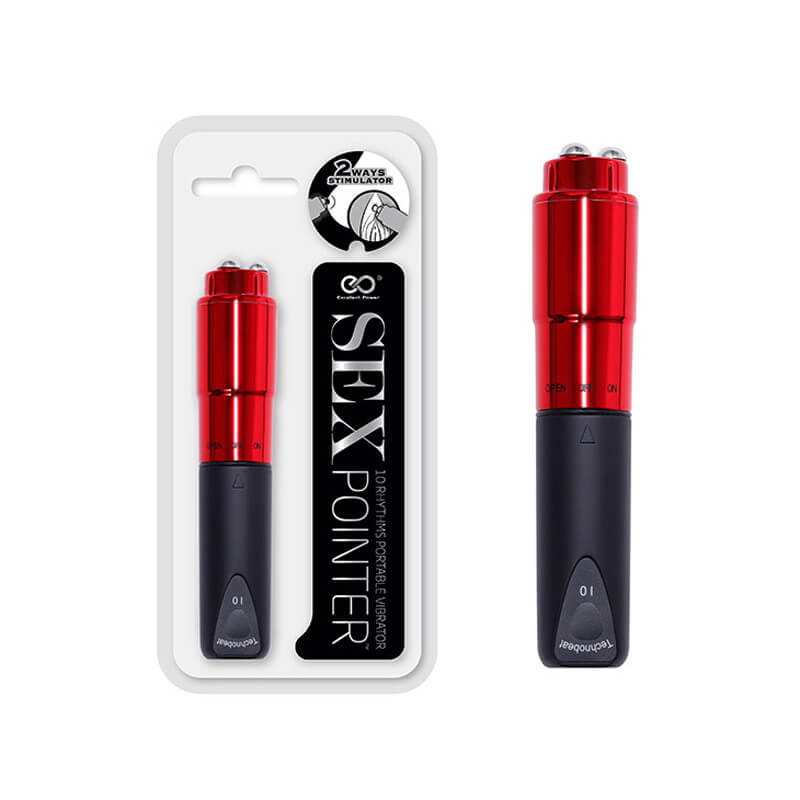 Sex Pointer - Vibrador Estimulador de Clítoris com 3 Esferas em Metal e 10 Modos de Vibração - 12,8 x 2,6 cm | Cor: Vermelho - 1