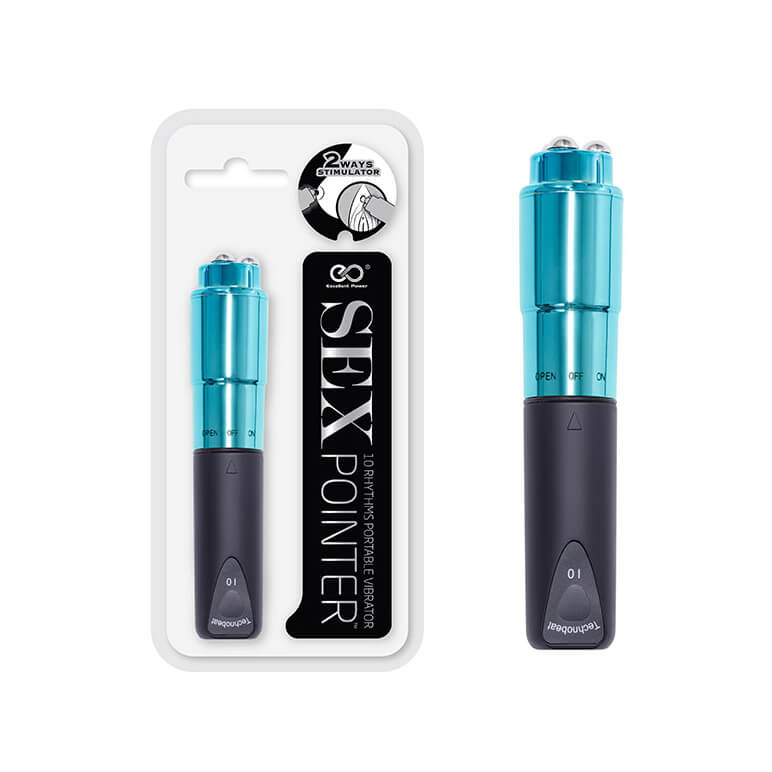 Sex Pointer - Vibrador Estimulador de Clítoris com 3 Esferas em Metal e 10 Modos de Vibração - 12,8 x 2,6 cm | Cor: Azul - 1