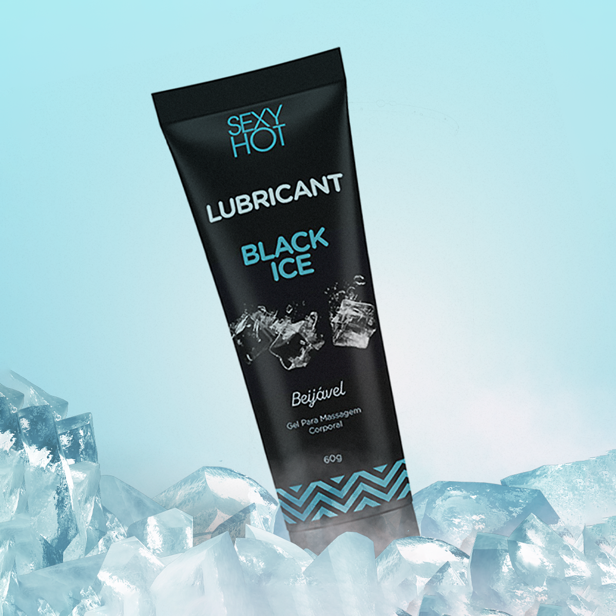 Gel para Massagem Corporal Beijável com Sensação de Refrescância - Sexy Hot Lubricant Black Ice | 60g - 1