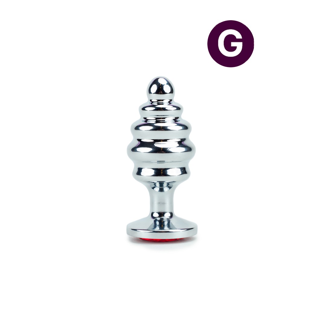 Plug Anal Escalonado Tamanho "G" em Aço com Joia na Base - Sexy Import | 7,5 x 3,8 cm | Disponível em 5 Cores - 1