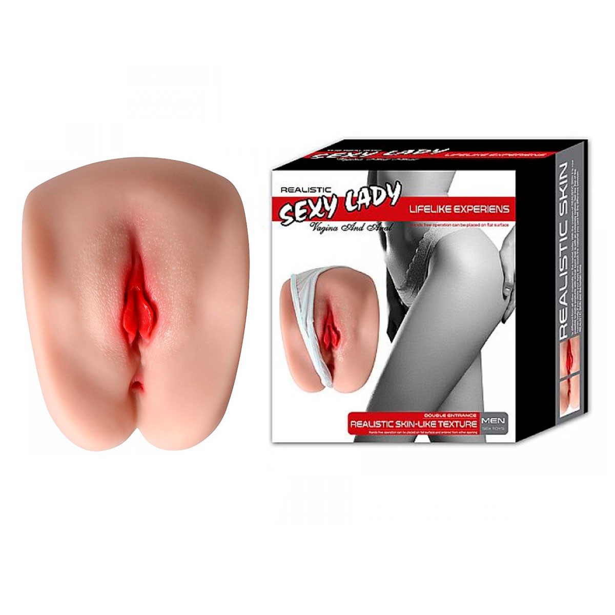 Masturbador com Forma de Vagina e Ânus Realísticos em Cyberskin e 2 Orifícios Penetráveis - Sexy Lady Realistic - 1