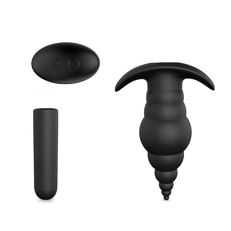 Plug Anal Escalonado Recarregável em Silicone com 9 Modos de Vibração e Controle Remoto sem Fio - S-Hande Cupid-RCT | 9,5 x 3,4 cm - 3