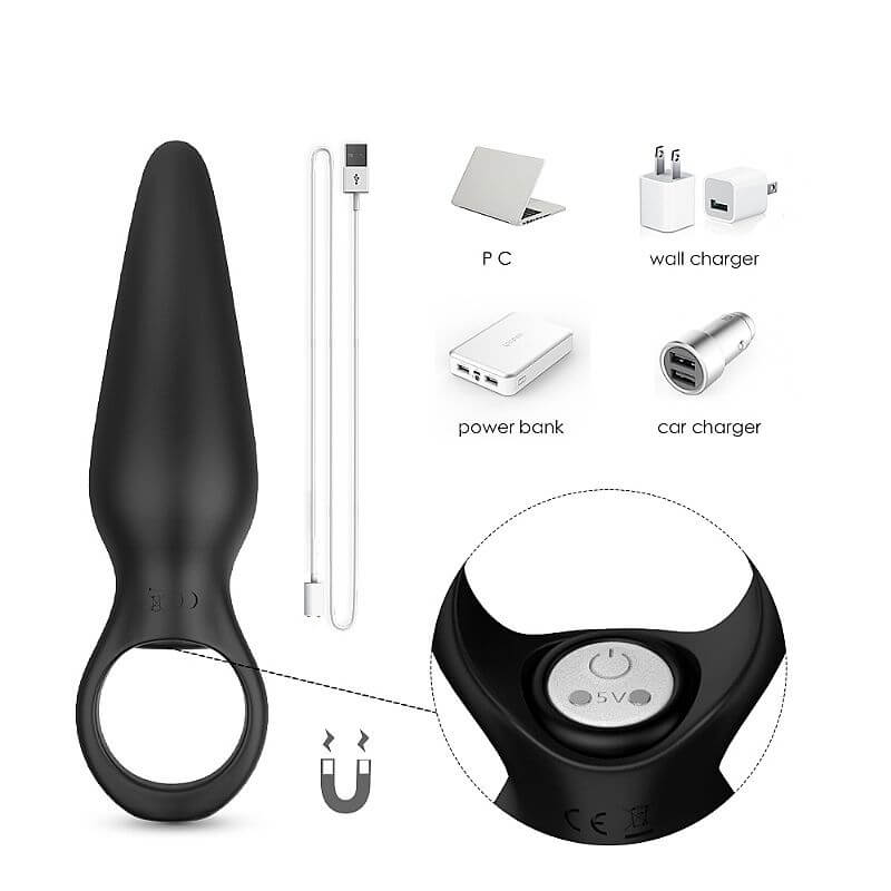 Plug Anal Recarregável em Silicone com 9 Modos de Vibração - S-Hande Dada | 9,5 x 2,5 cm - 4