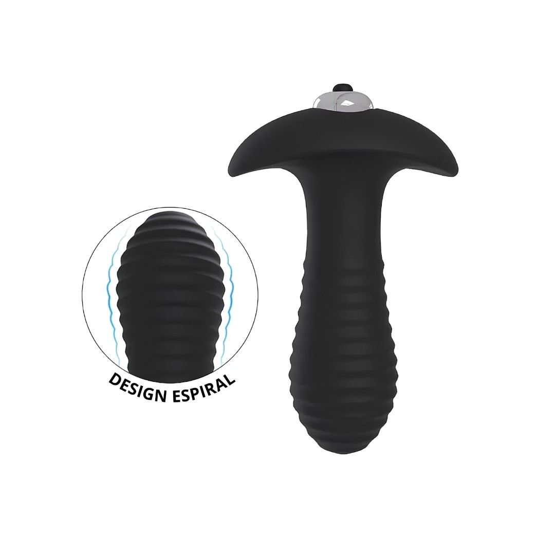 Plug Anal ''M'' com Textura em Silicone e Vibração Única - S-Hande Spiral |11,5 x 3,2 cm - 2