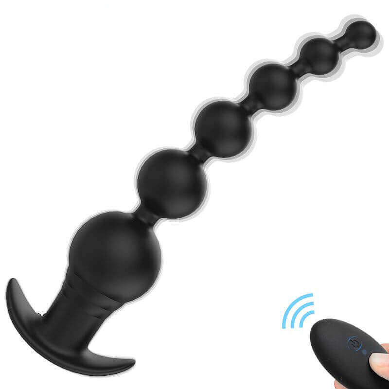 Plug Anal Recarregável Escalonado em Silicone com 9 Modos de Vibrações, Controle Remoto sem Fio e Certificação IPX7 À Prova De Água - S-Hande Tower-RCT - 20,5 x 4 cm | Cor: Preto - 5