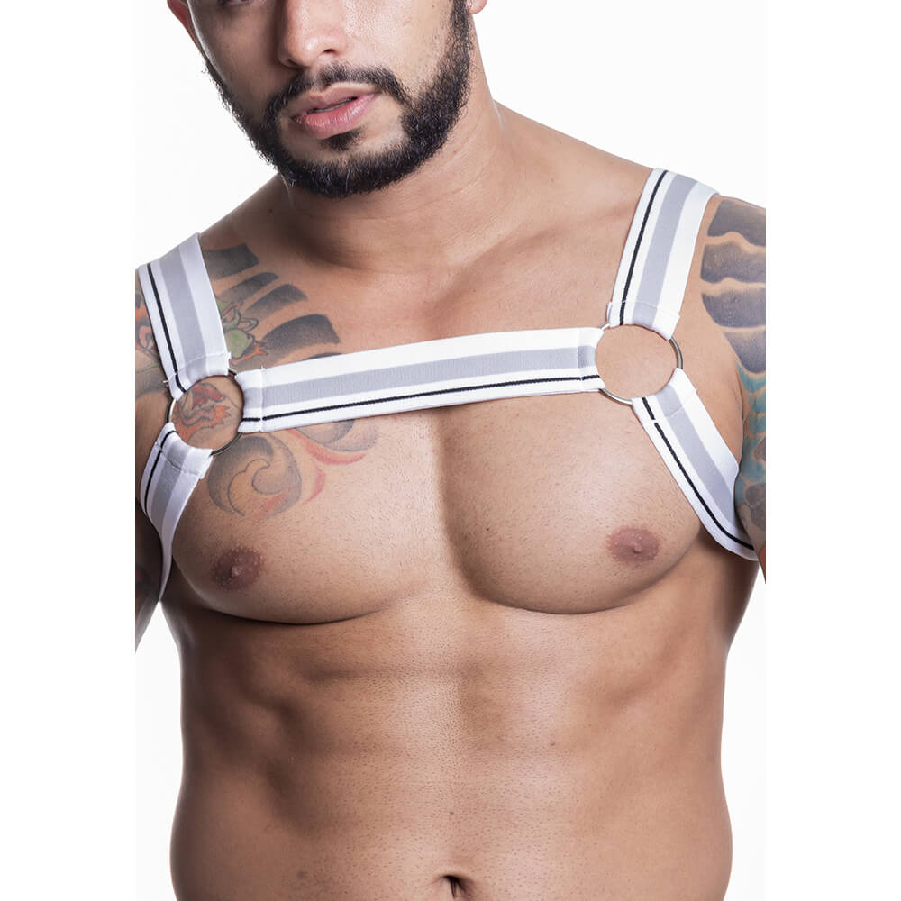 Steves Designer - Arreio Harness Feito em Elástico Tricolor e Argolas - 1