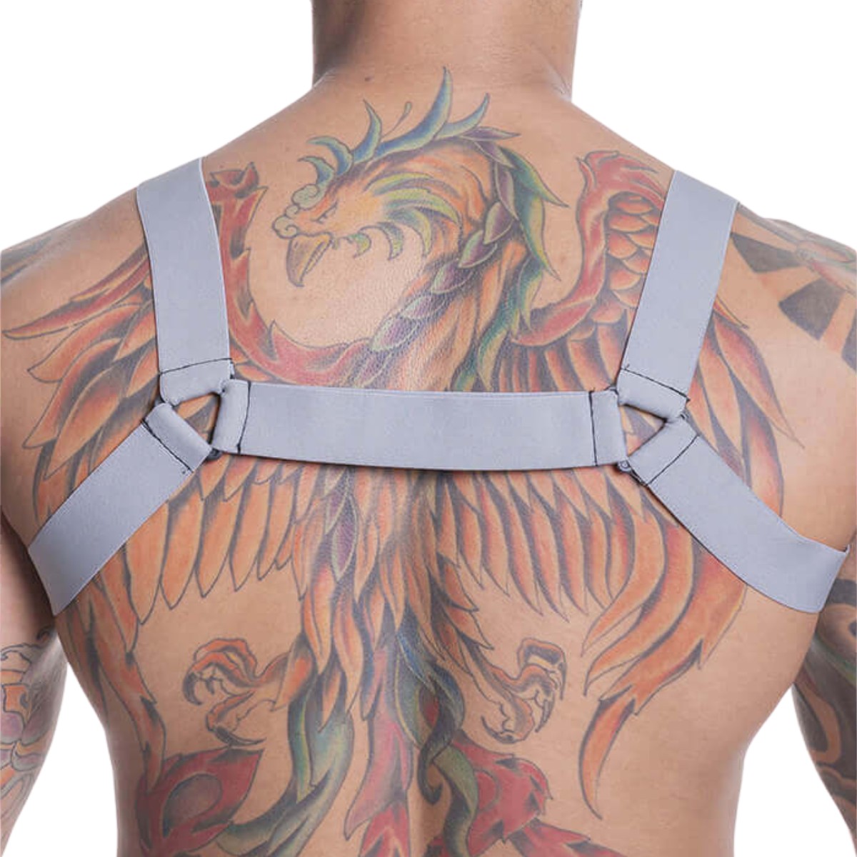 Arreio Harness Masculino em Elástico com Detalhes de Triângulo - Steves Designer | Cor: Cinza - 2