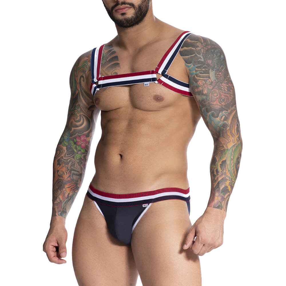 Steves Designer - Cueca JockStrap Tapa Sexo com Elástico Tricolor - Tamanho Único - 1