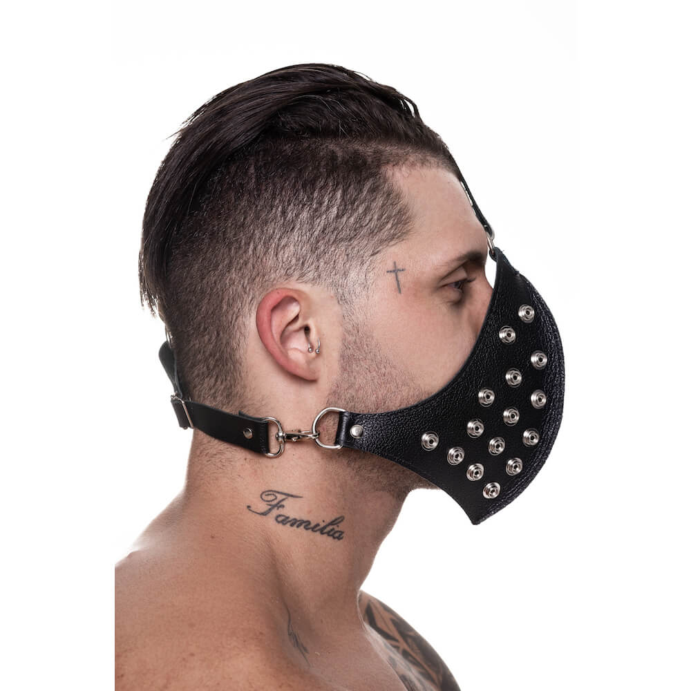 Máscara Para Práticas Fetichistas em Couro Legítimo com Regulagem Nas Alças - Steves Designer - 3