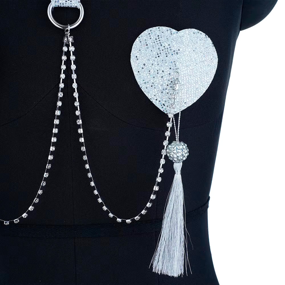 Nipples para os Seios de Luxo com Coleira em PU, Corrente e Strass - Pleasure Dreams - 2