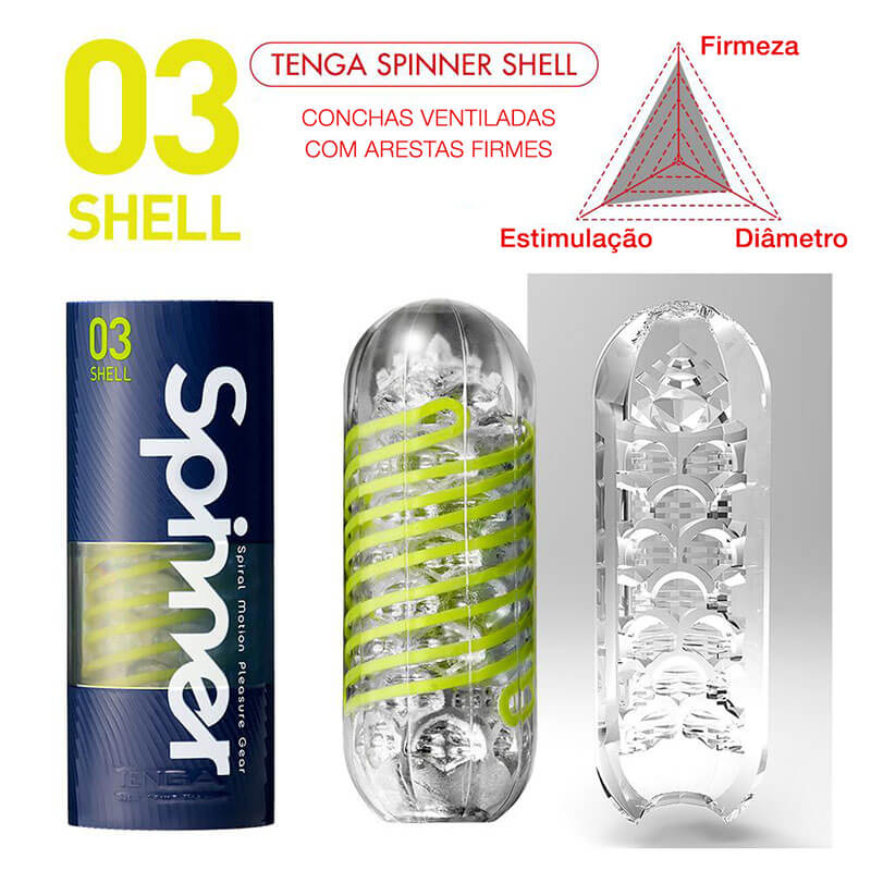 Masturbador Masculino em Silicone com Textura Interna e Que se Movimenta em Espiral - Tenga Spinner Shell | 13 x 4,5 cm - 2