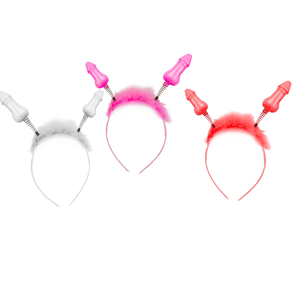 Tiara com Plumas para Cabeça e Mini Pênis Fixados Por Mola - FestaChic | Disponível em 3 Cores - 1
