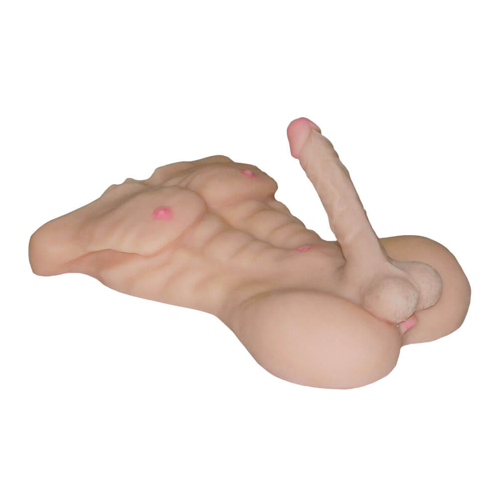 Tronco Masculino com Pênis Vertebrado, Escroto, Ânus e Tanquinho Definido em Cyberskin - Strong Man | 50 x 31 cm | Disponível em 2 Cores - 6
