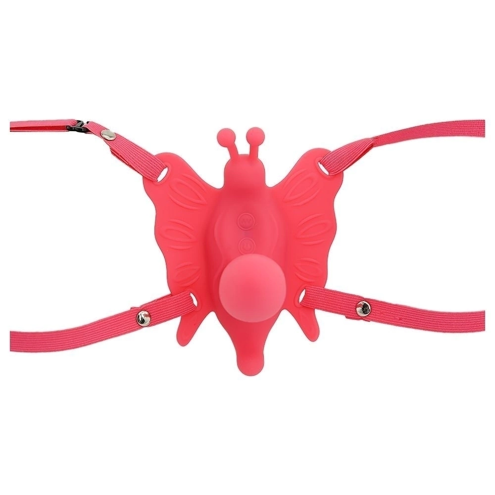 Vibrador em Forma de Borboleta com Mini Pênis, 29 Modos de Vibração e Alças Para o Quadril - Ultra Passionate Harness | 6,3 x 2,7 cm - 2