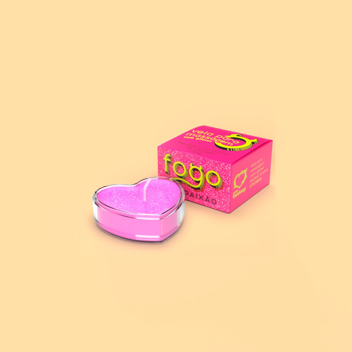 Vela Beijável para Massagem com Glitter e Aroma - Sexy Fantasy Fogo da Paixão | 20 g | Disponível em 6 Aromas - 7