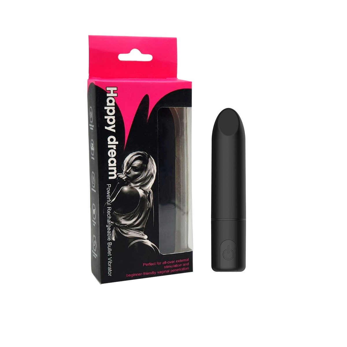Vibrador Bullet com 12 Modos de Vibração e Carregamento Via USB - Happy Dream - 8,7 x 1,8 cm | Disponível em 2 Cores - 1