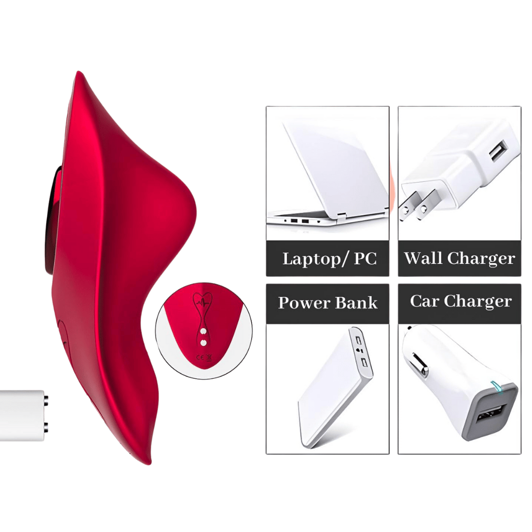 Vibrador de Calcinha no Formato de Coração com 9 Modos de Vibrações, Controle por App e Carregamento via Cabo USB Magnético - Red Heart | Disponível em 2 Cores - 8