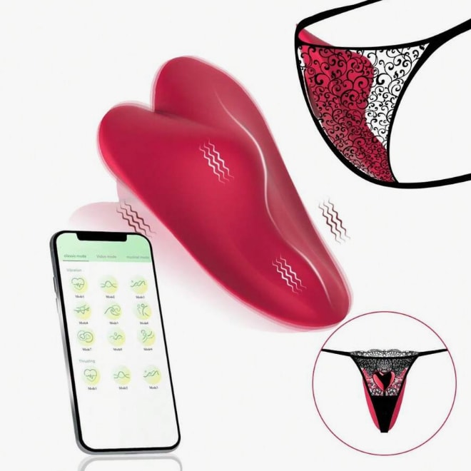 Vibrador de Calcinha no Formato de Coração com 9 Modos de Vibrações, Controle por App e Carregamento via Cabo USB Magnético - Red Heart | Disponível em 2 Cores - 7