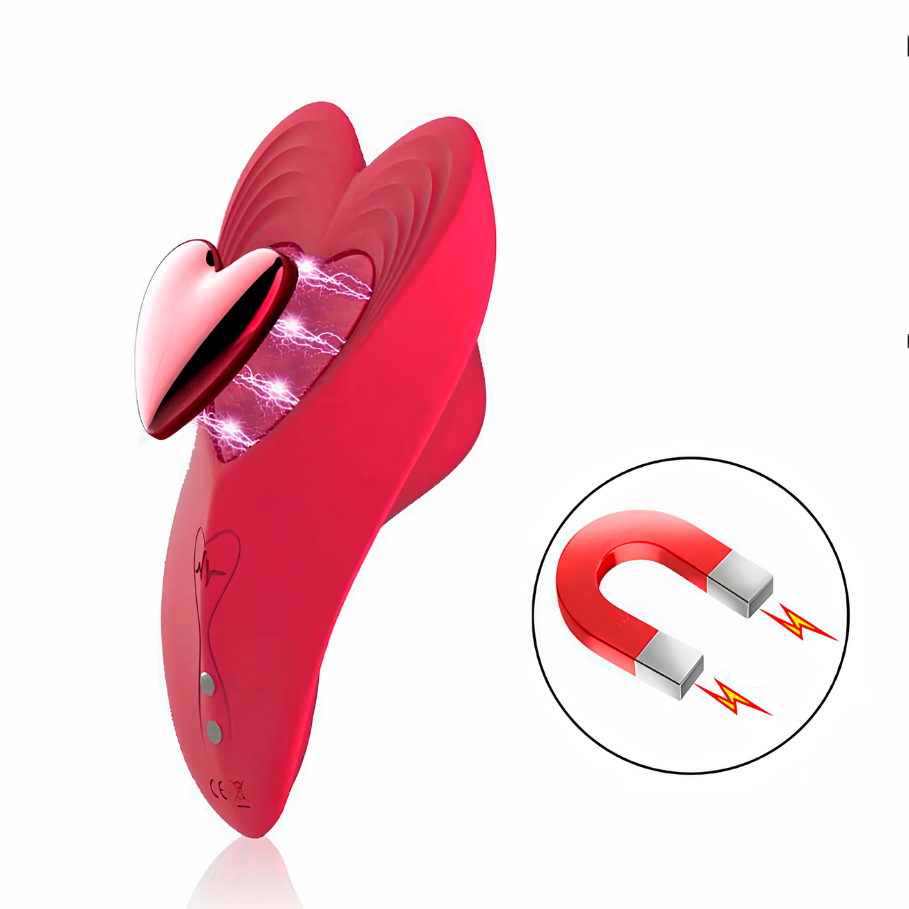 Vibrador de Calcinha no Formato de Coração com 9 Modos de Vibrações, Controle por App e Carregamento via Cabo USB Magnético - Red Heart | Disponível em 2 Cores - 9