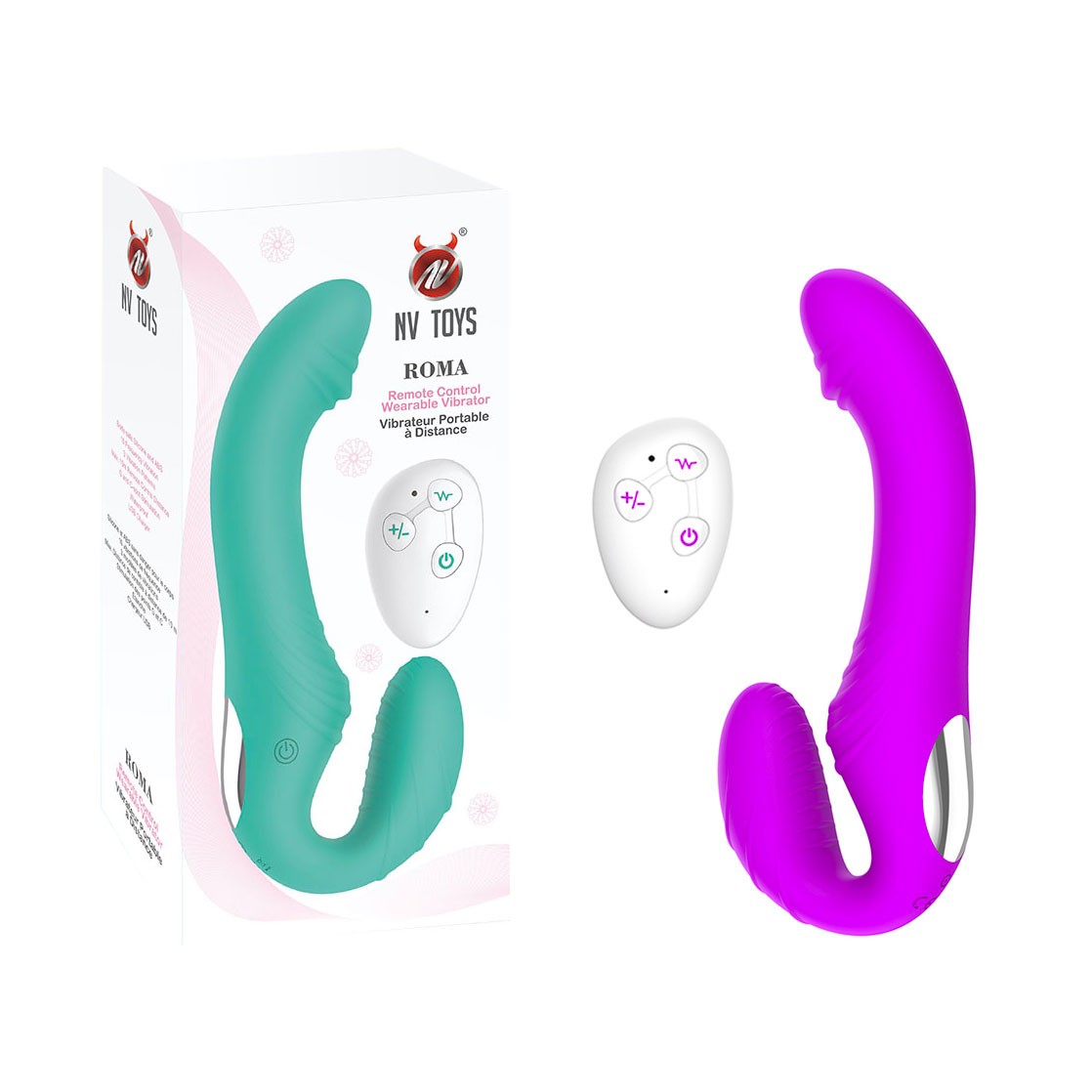 Vibrador para Casal com 10 Modos de Vibração e Controle Remoto sem Fio - Nv Toys Roma Penetrador Strapless | Disponível em 2 Cores - 1