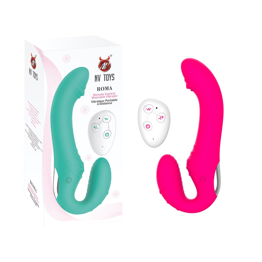 Vibrador para Casal com 10 Modos de Vibração e Controle Remoto sem Fio - Nv Toys Roma Penetrador Strapless | Disponível em 2 Cores - 5