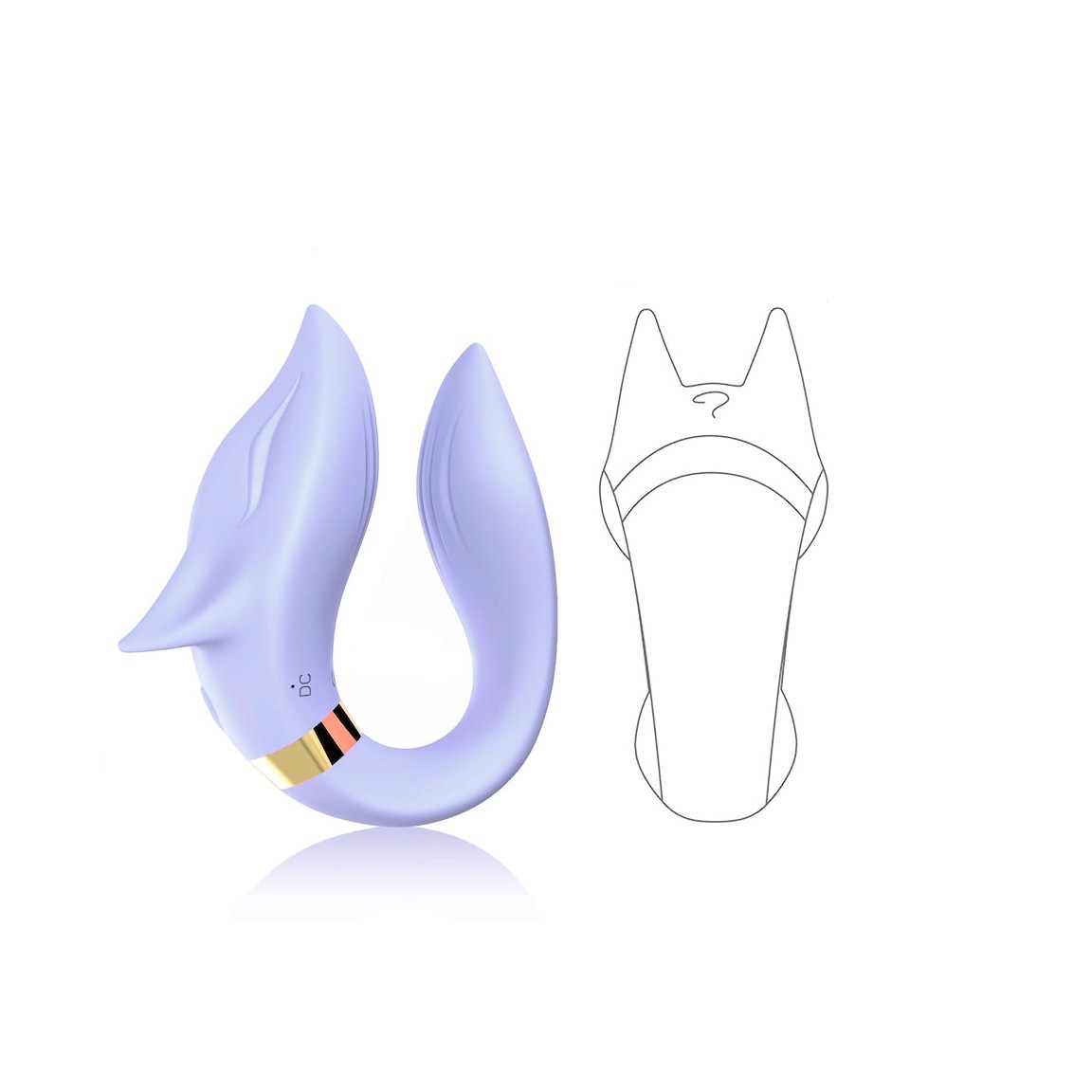 Vibrador de Casal Recarregável em Silicone com Formato de Raposa, 9 Modos de Vibração e Controle Remoto - Couple Toys | 7,5 x 2,6 cm | Disponível em 2 Cores - 5