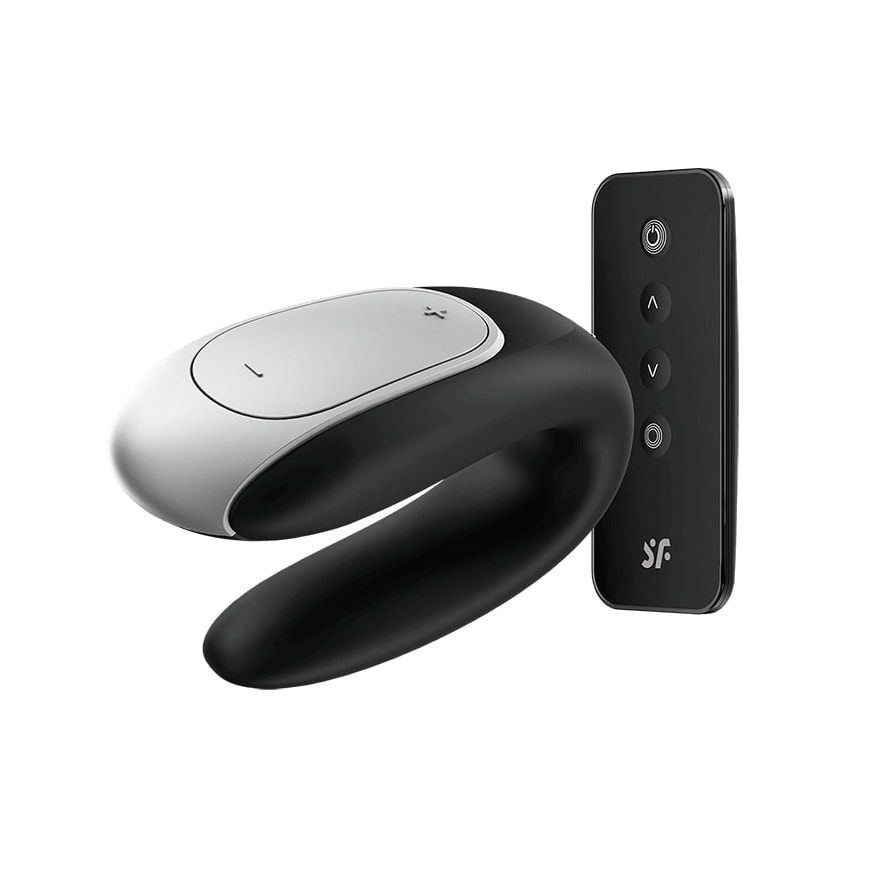 Vibrador para Casal Recarregável em Silicone com 10 Modos de Vibrações, Controle Remoto e Aplicativo - Satisfyer Double Fun | 9,3 x 4,2 cm | Disponível em 3 Cores - 2