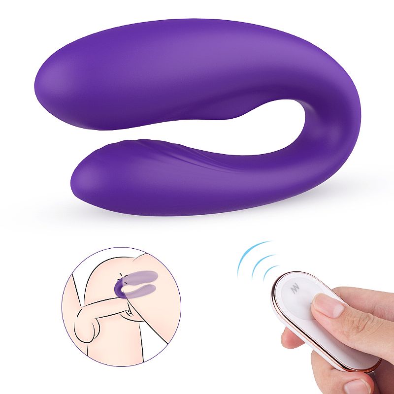 Vibrador de Casal em Silicone com Leves Texturas Massageadoras, 9 Modos de Vibração e Controle Remoto Sem Fio - S-Hande Viviana-RCT | 19 x 2,9 cm | Disponível em 2 Cores - 7