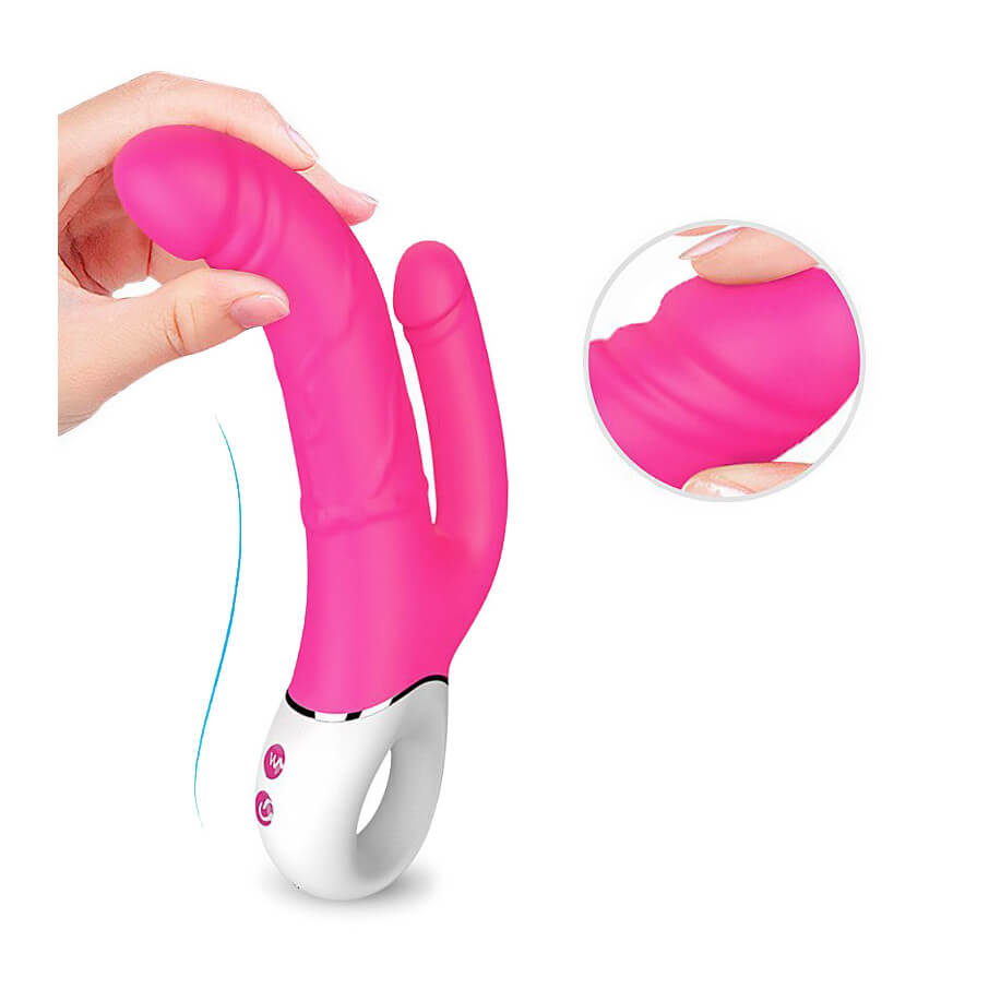 Vibrador com Dupla Penetração em Formato de Pênis, Recarregável com 9 Modos de Vibração - S-Hande Jakiro | Disponível em 2 Cores - 9
