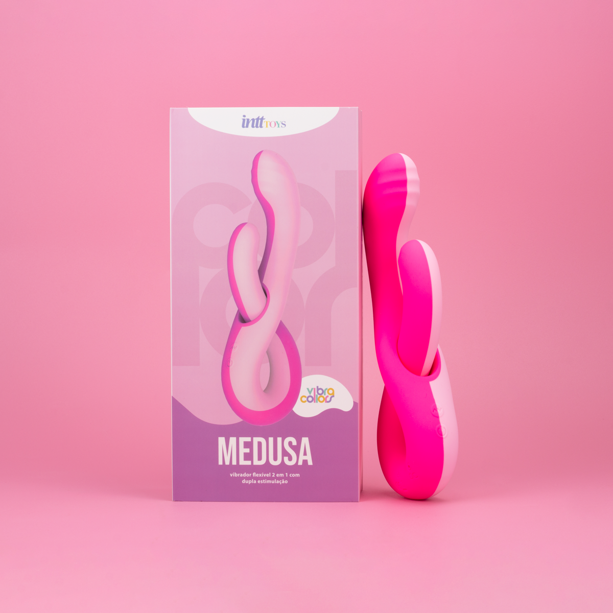 Vibrador Duplo Flexível em Silicone com 10 Modos de Vibrações, 2 Motores e Recarregável - Intt Toys Vibra Collors Medusa | 10 x 3,5 cm - 2
