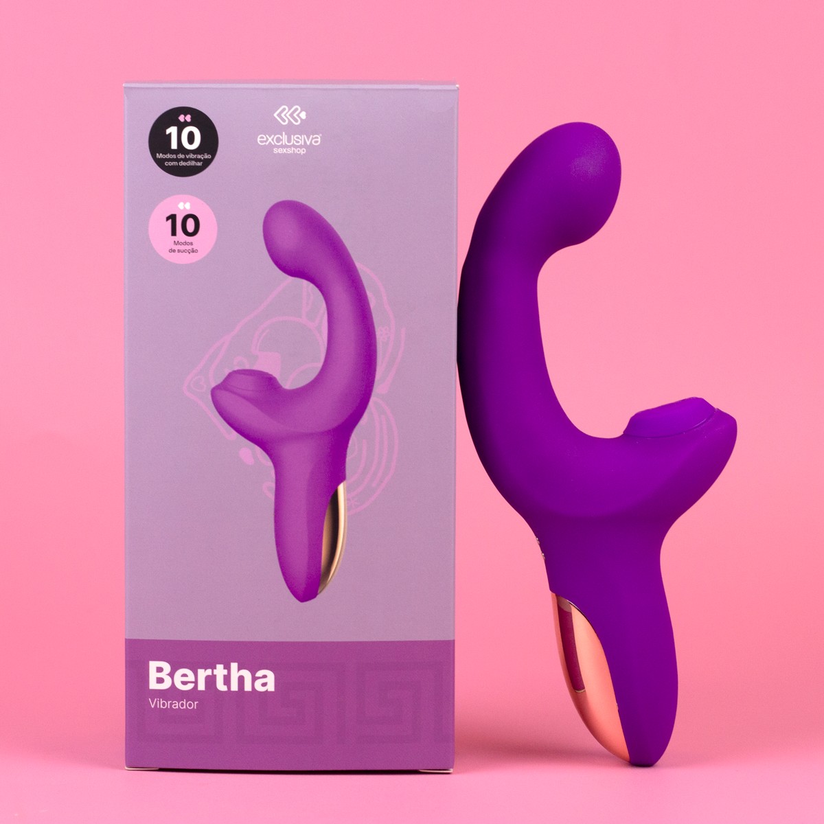 Vibrador Duplo em Silicone com 10 Modos de Vibração com Dedilhar, 10 Modos de Pulsação e Carregamento via Cabo USB Magnético - Exclusiva Bertha | 18,5 x 4 cm | Disponível em 2 Cores - 6