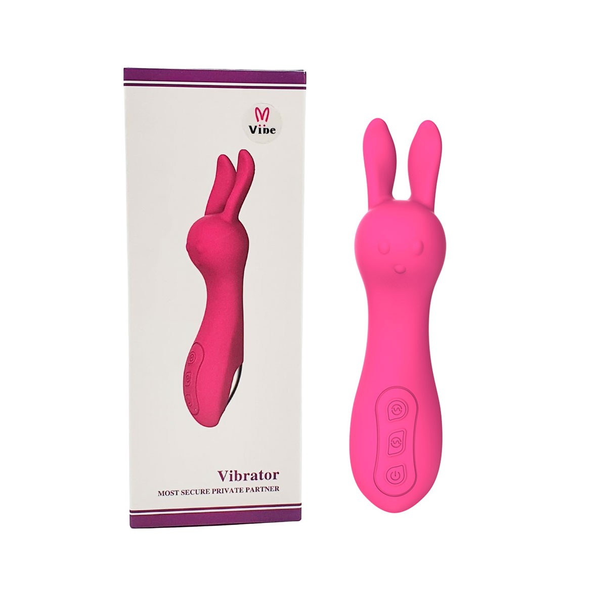 Vibrador Estimulador de Clítoris em Formato de Coelho, Recarregável e 10 Modos de Vibração - Vibe | 18 x 3,6 cm | Disponível em 2 Cores - 1