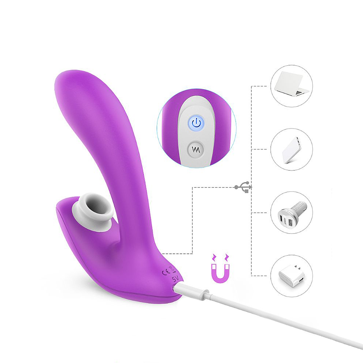 Vibrador Estimulador de Clitóris e Ponto G com 9 Modos de Vibrações, 9 Intensidades de Pulsação e Recarregável - S-Hande Tricker | 11 x 3,3 cm | Disponível em 2 Cores - 4