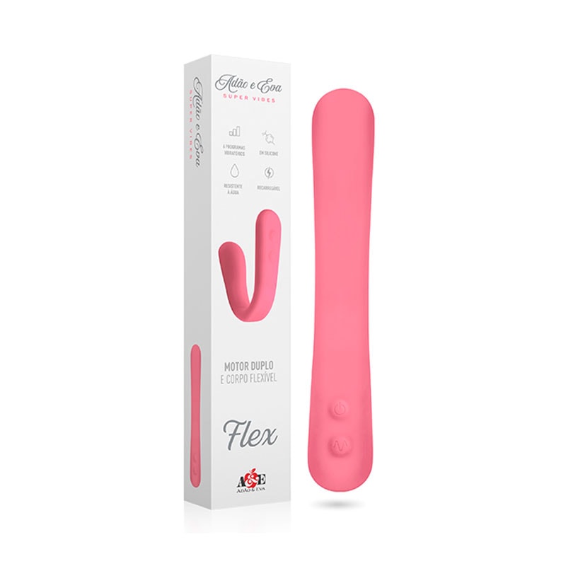 Vibrador Estimulador de Ponto G e Clitóris com 10 Modos de Vibração, Motor Duplo e Design Anatômico - Adão & Eva Super Vibes Flex | 17,5 x 2,8 cm - 1