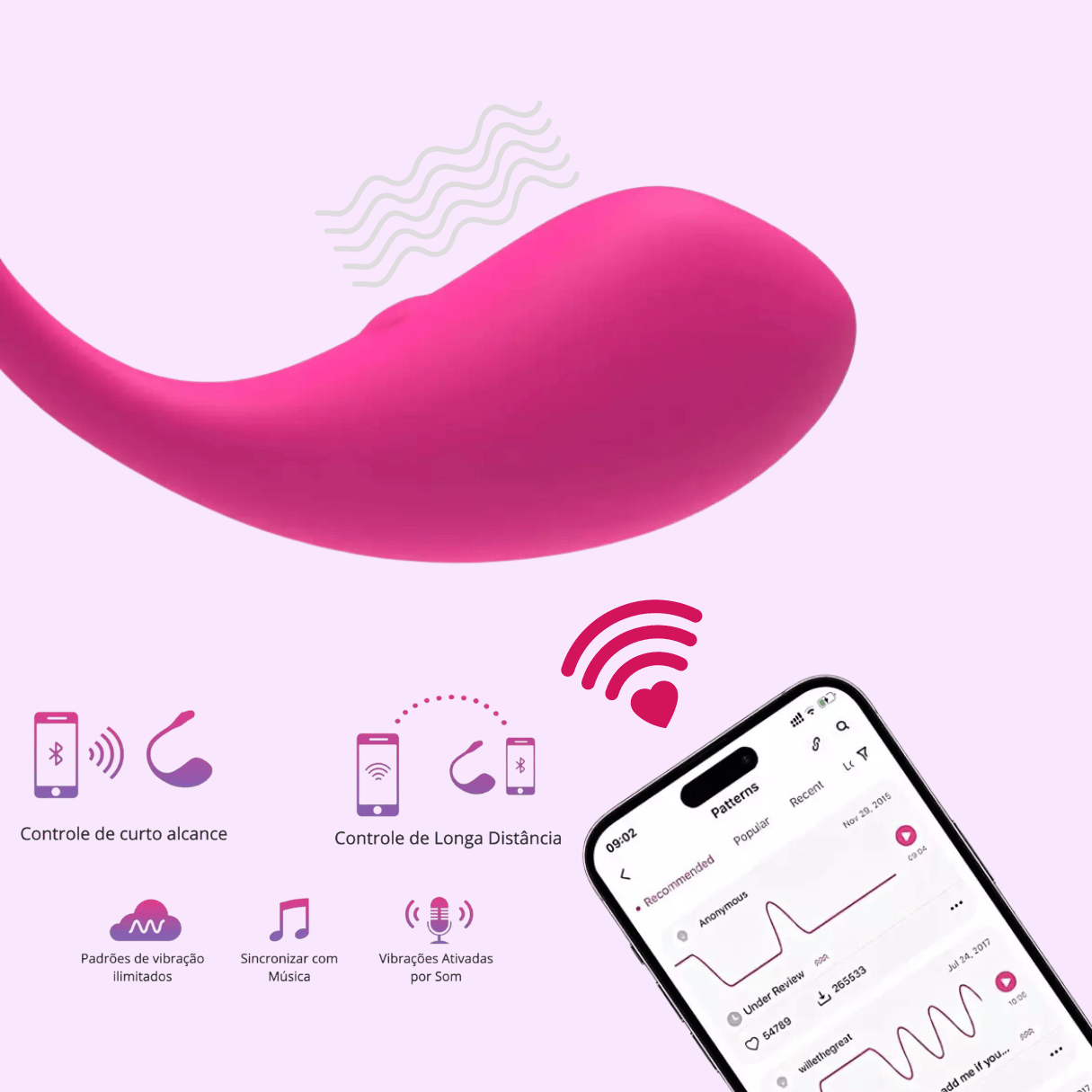 Vibrador Estimulador de Ponto G em Silicone com 7 Modos de Vibração , Recarregável e Controle por Aplicativo - Lovense Lush I | 20 x 3,5 cm - 2