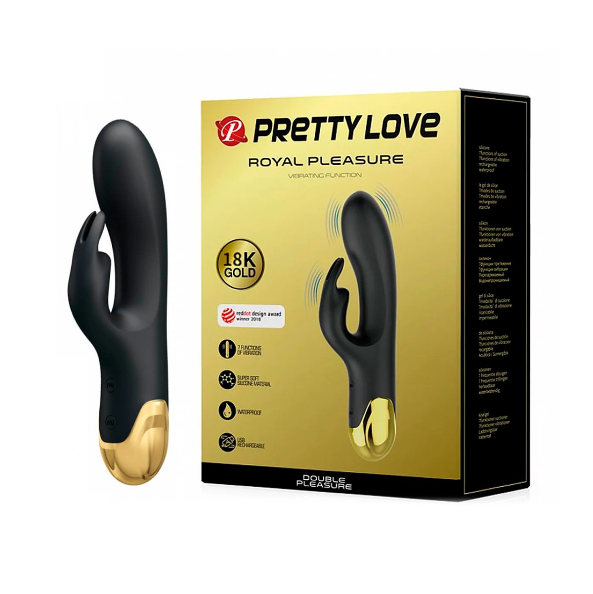 Vibrador de Ponto G e Clítoris Flexível com Forma de Coelho em Silicone Ultra Macio com 7 Vibrações e Resistente à Água - Pretty Love Double Pleasure | 10,2 x 3,6 cm - 1