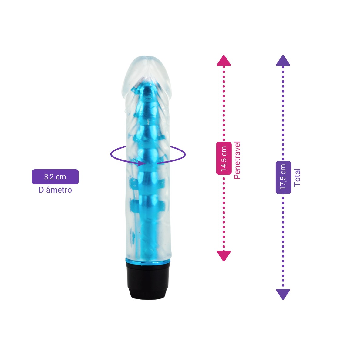 Vibrador Personal com Capa Peniana de Silicone com Textura Massageadora - 14,5 x 3,2 cm | Disponível em 5 Cores - 2