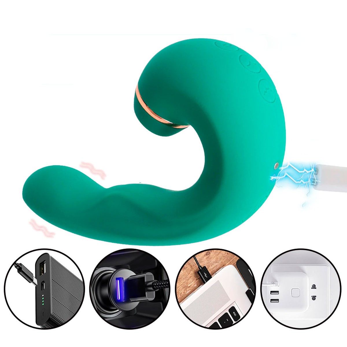 Vibrador de Ponto G e Clitóris Recarregável com 10 Modos de Vibrações, 5 Modos de Pulsação e 5 Modos de Toque - Mappy Hour | 12,3 x 3,3 cm | Disponível em 2 Cores - 10