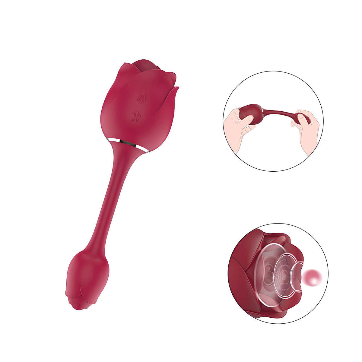 Vibrador de Ponto G e Clitóris Recarregável em Formato de Rosa com 9 Modos de Vibração e 9 Tipos de Pulsação - S-Hande Immortal Flower 3 | 20 x 5,5 cm - 2