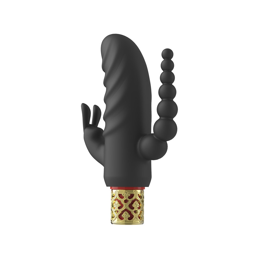 Vibrador de Ponto G com Estimulador de Clitóris em Forma de Coelho, Plug Anal Escalonado e 10 Modos de Vibração - ASTA NV TOYS - 7,4 x 3,4 cm - 9
