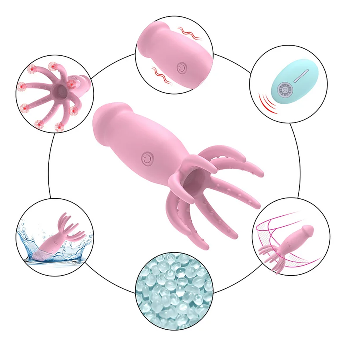 Vibrador de Ponto G com Glande em Silicone, Estimulador no Formato de Polvo e 10 Modos de Vibração - Small Octopus | 8,3 x 3,5 cm | Disponível em 2 Cores - 2