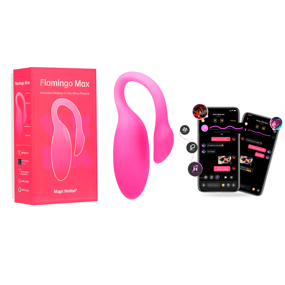 Vibrador de Ponto G com Sensores de Pressão, 10 Modos de Vibração, Controle por Aplicativo Interativo e Recarregável - Magic Motion Flamingo Max | Disponível em 3 Cores - 10