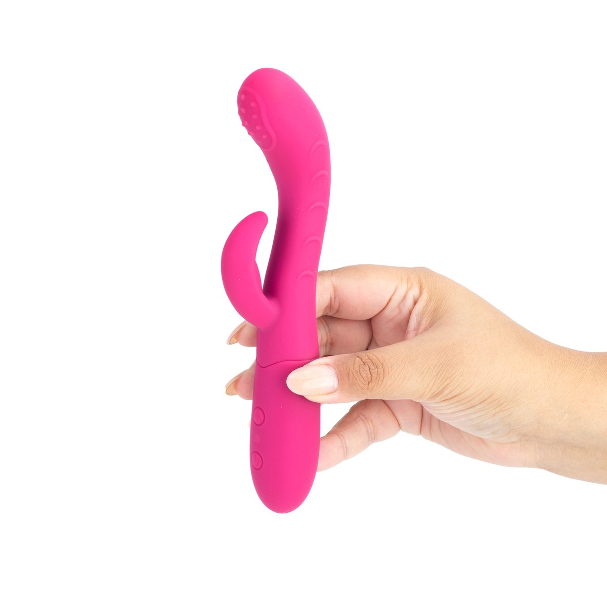 Vibrador Rabbit em Silicone com 2 Motores, 10 Modos de Vibração e Texturas - Flat | 9,5 x 3 cm | Disponível em 2 Cores - 4