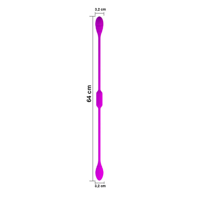 Vibrador Recarregável Duplo Unissex com 12 Modos de Vibração em Cada Motor e Resistente à Água - Pretty Love Dream Lover's Whip - 67 x 3,2 cm - 6