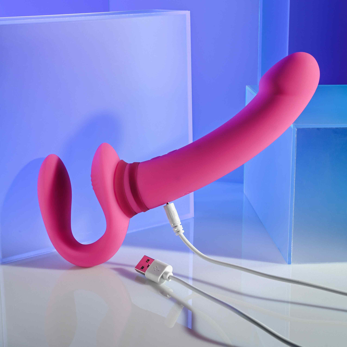 Vibrador Strap On em Silicone com Motor Duplo, 10 Modos de Vibrações e Carregamento via USB - Gender X Sharing Is Caring | 15,5 x 3,6 cm - 5