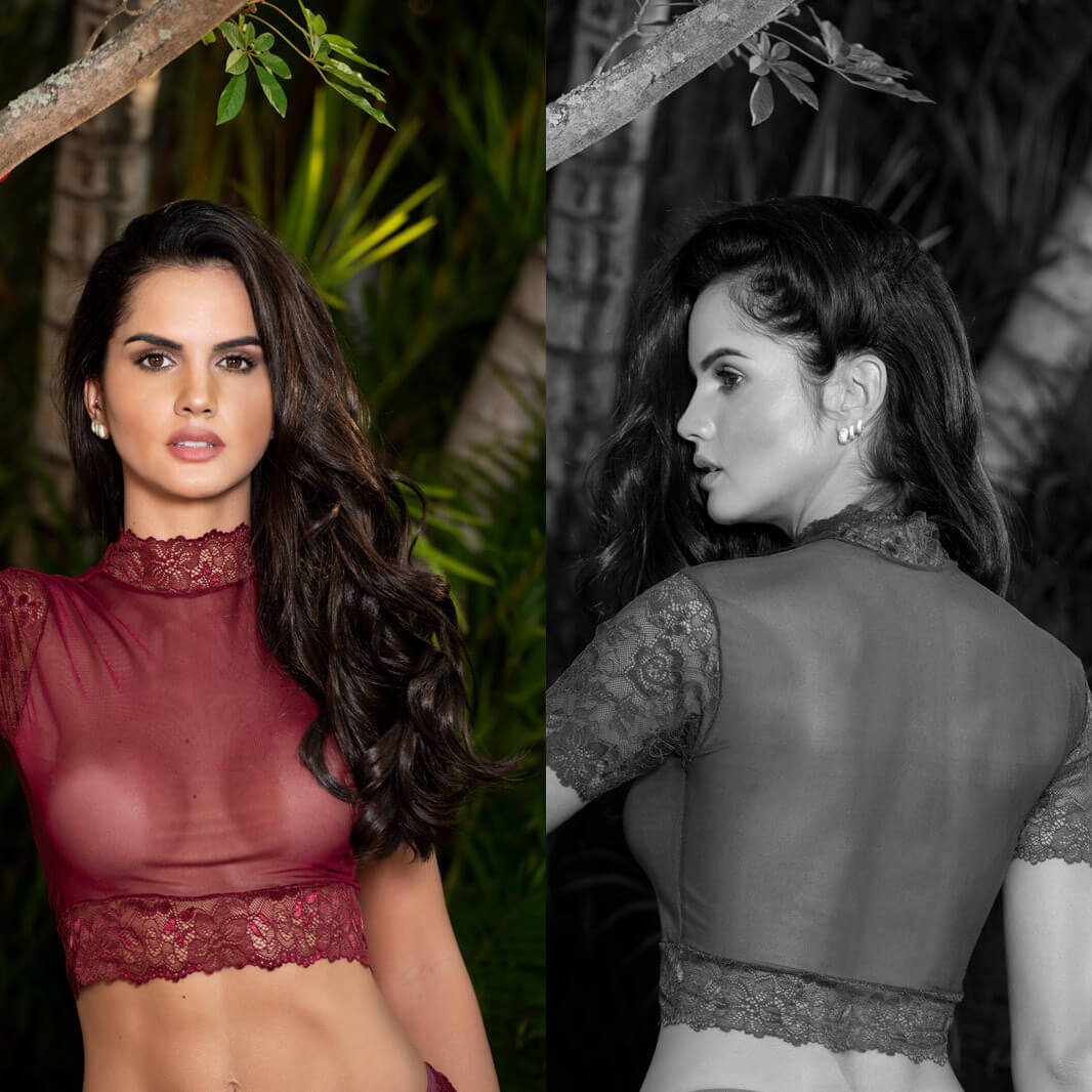 Yaffa Lingerie - Top Cropped Manga Curta em Tule Transparente com Detalhes em Renda - Tamanho Único | Disponível em 3 Cores - 2