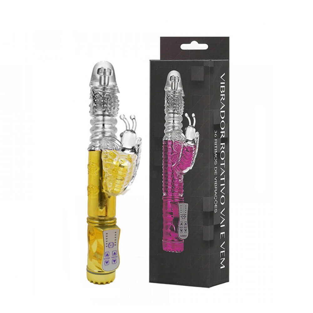 Vibrador Rotativo com Estimulador de Clítoris em Formato de Borboleta, 36 Modos de Vibração e 6 Velocidades - YouVibe | 11,8 x 3,4 cm | Disponível em 3 Cores - 1