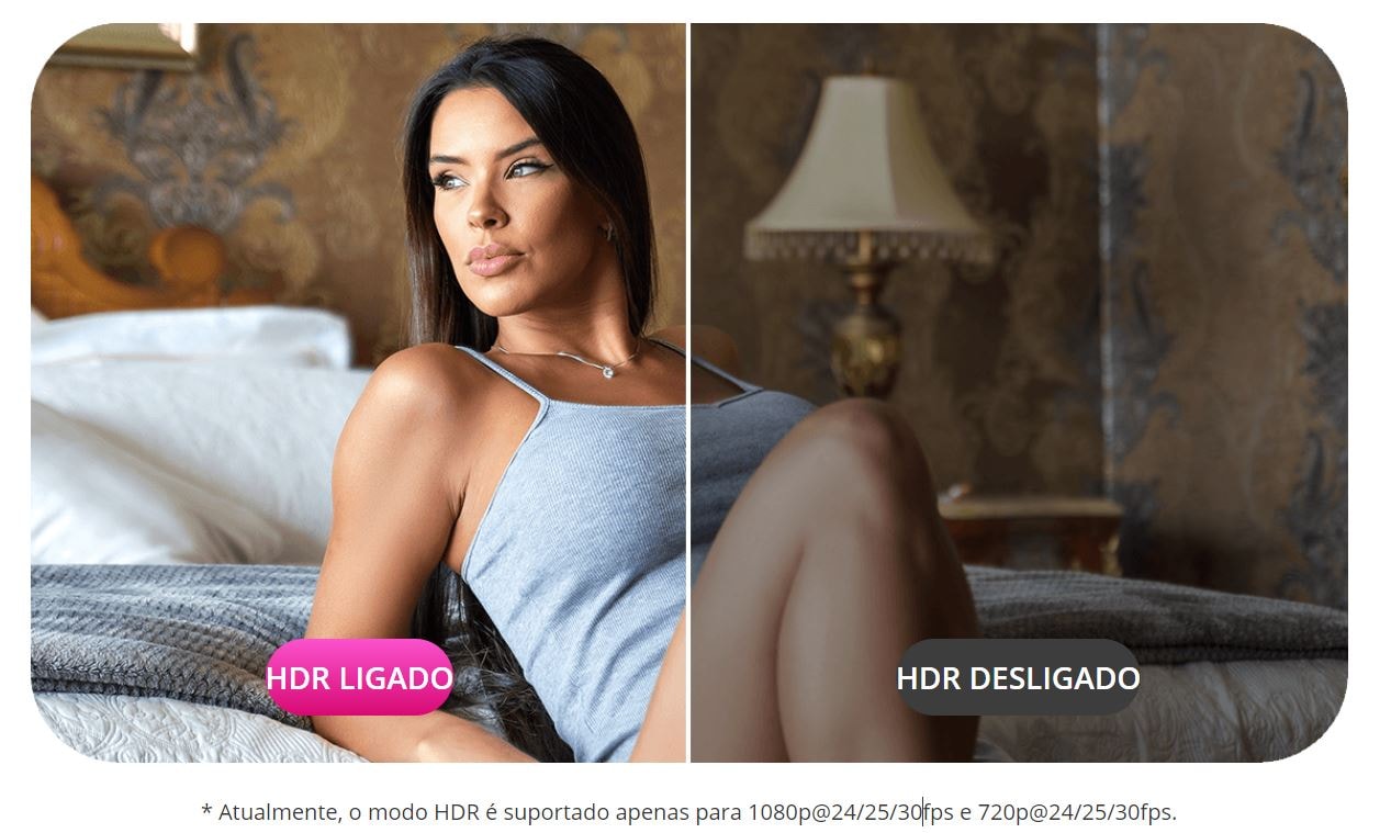 Visualização HDR ligado/desligado