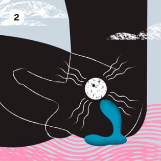 Ilustração demonstrativa de uso do Lelo Hugo no corpo